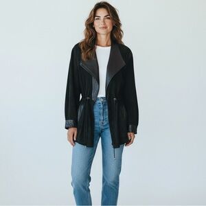 Vintage‎ 90's Danier Canada Suede Leather Zip Front Long Line Cinched Jacket M